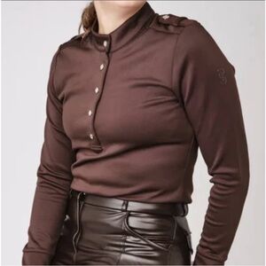 PS of Sweden M Carmen Turtleneck Button Up Sweater in Brown